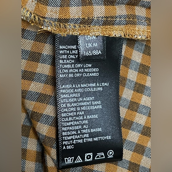 Urban Outfitters Cognac Brown Francis Plaid Puff Sleeve Mini Dress Size Medium - Picture 11 of 11